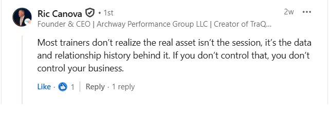 LinkedIn comment from Ric Canova on trainer data ownership